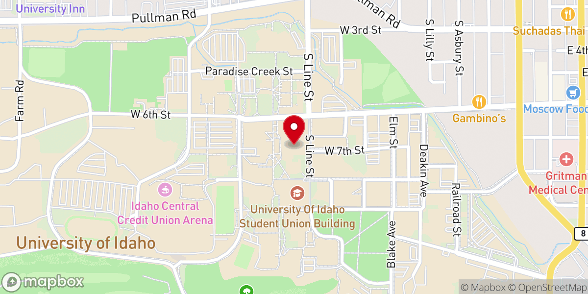 Map showing location of University of Idaho
