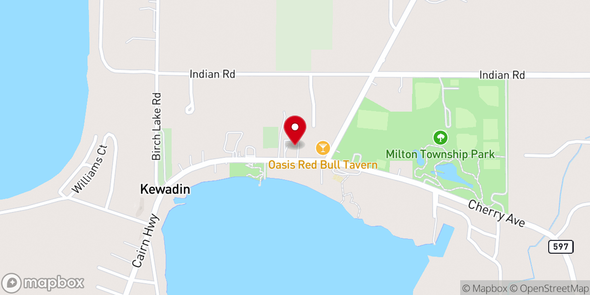 Map showing location of Kewadin United Methodist Church