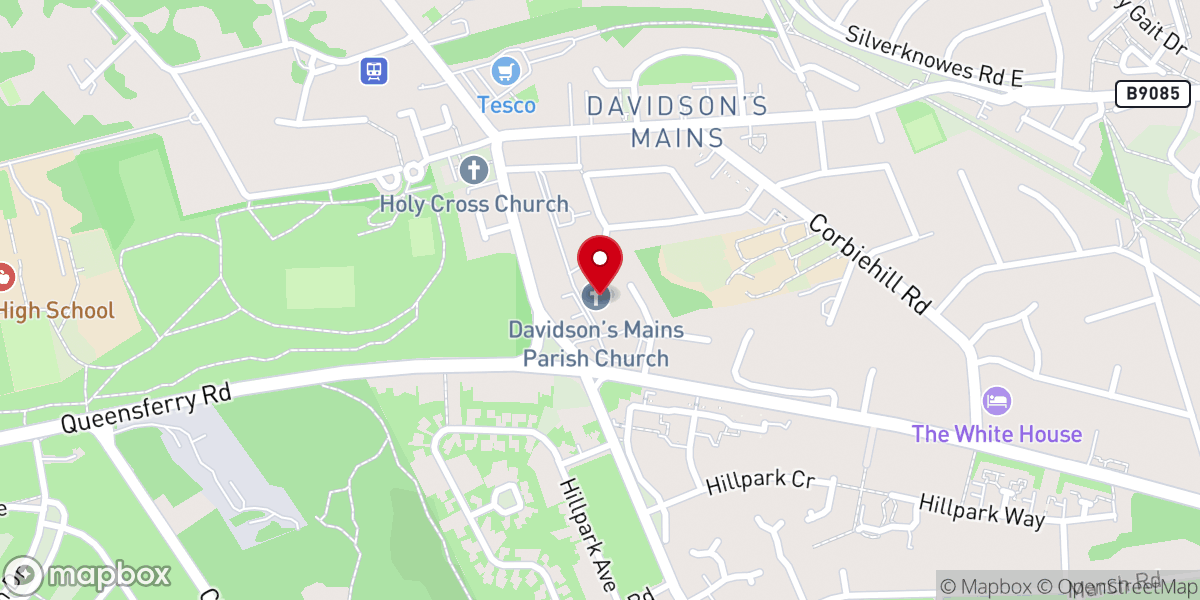 Map showing location of Davidson's Mains Parish Church