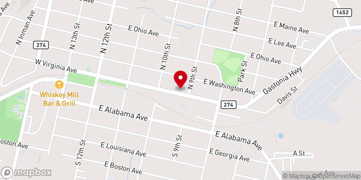 Map showing location of Bessemer City Crisis Center