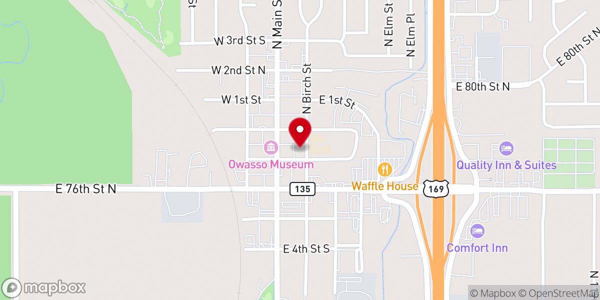 Map showing location of Owasso Hmong Alliance Church