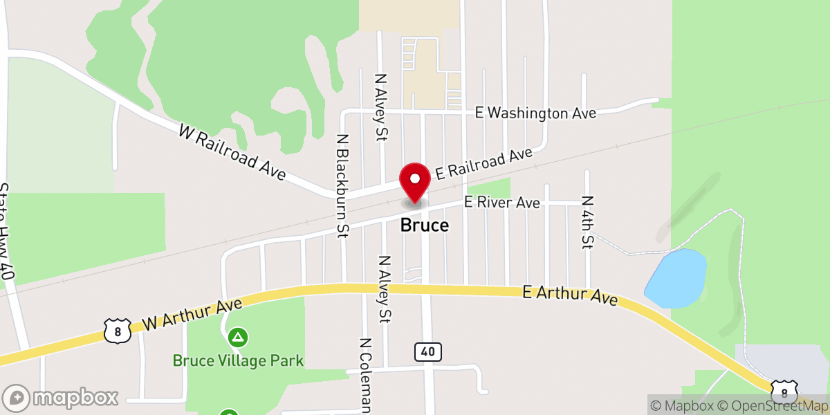 Map showing location of Bruce Village Hall
