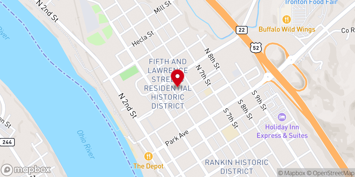 Map showing location of First Presbyterian Church