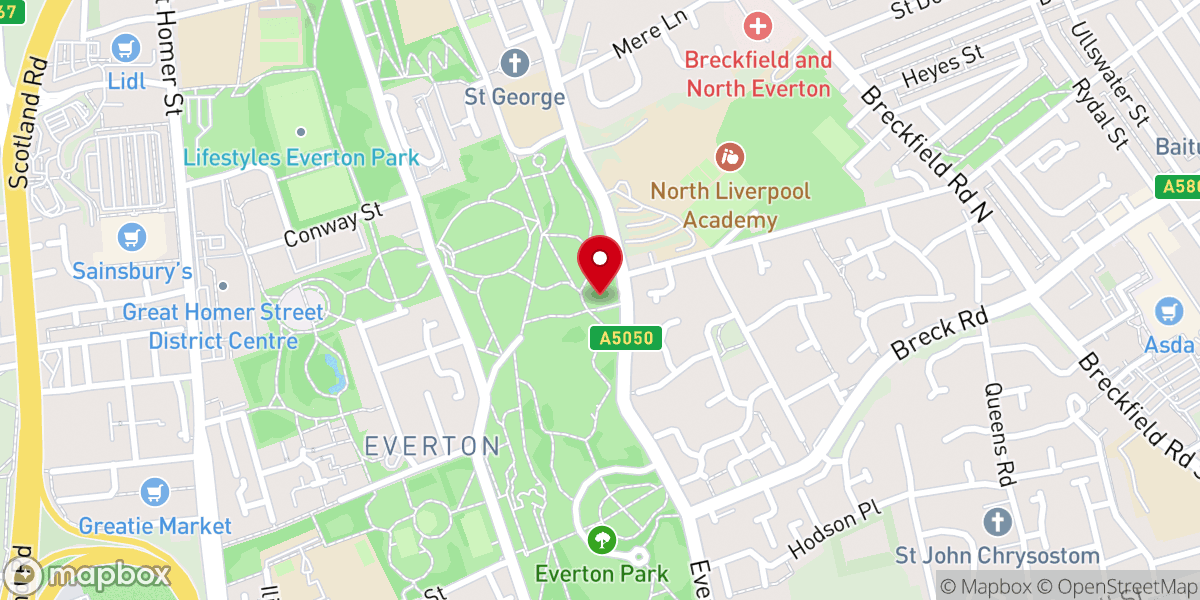 Map showing location of Liverpool Community Centre
