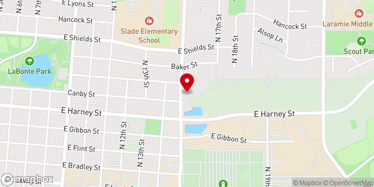 Map showing location of First Baptist Church of Laramie