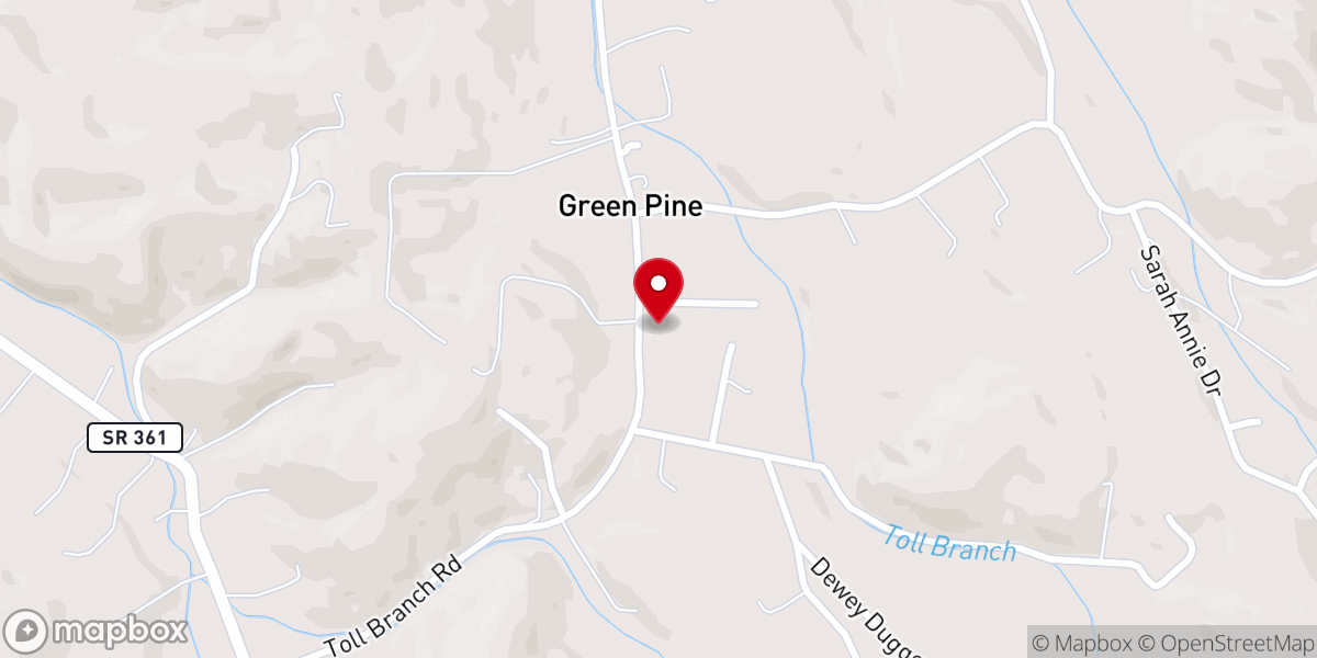 Map showing location of Green Pine Church