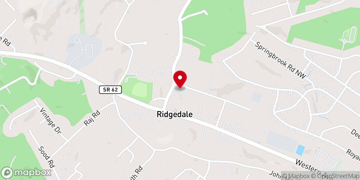 Map showing location of Ridgedale Baptist Church