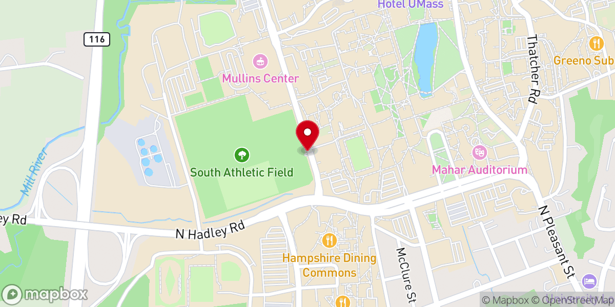 Map showing location of University of Massachusetts Amherst