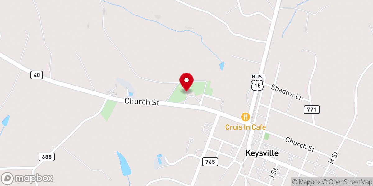 Map showing location of Ash Camp Baptist Church