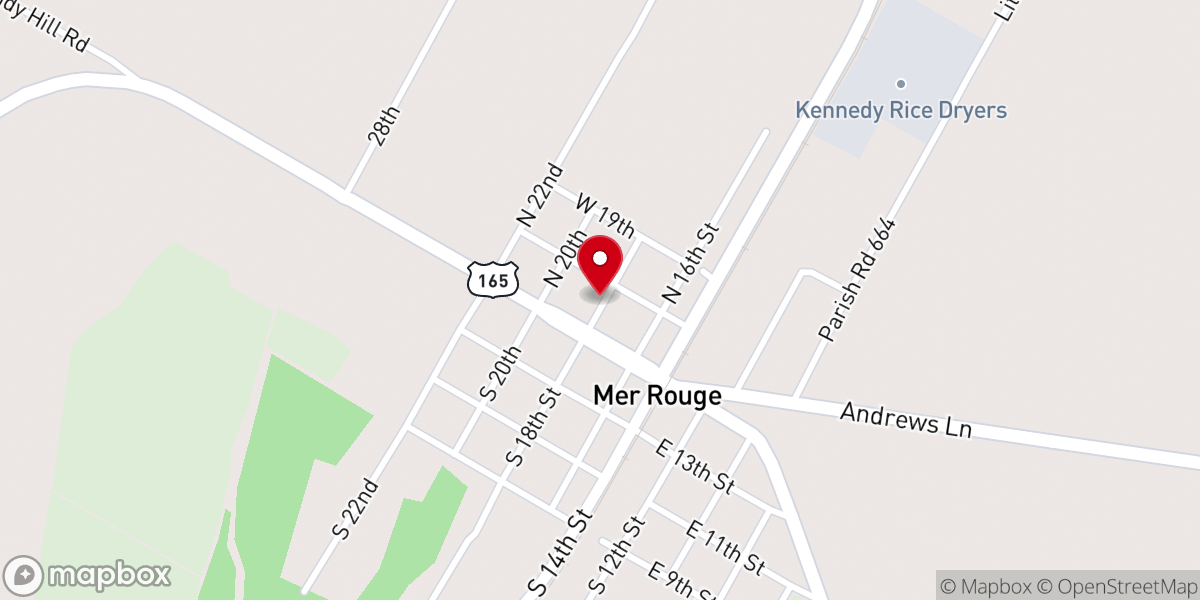 Map showing location of Mer Rouge City Hall