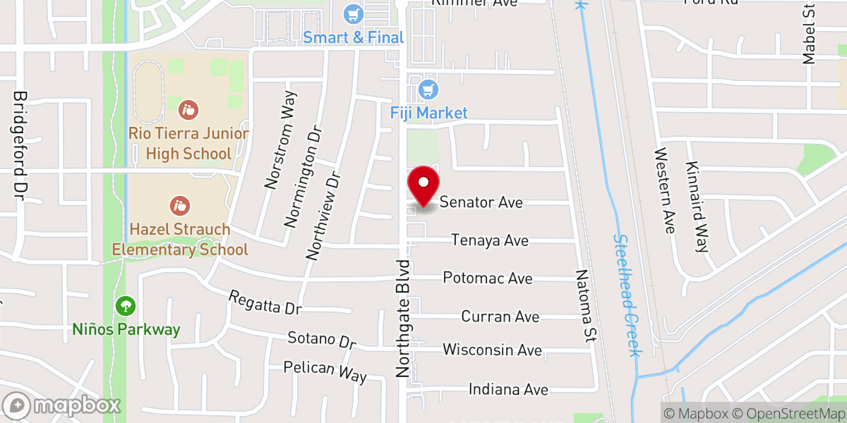 Map showing location of Bubbling Wells Road Church of Christ
