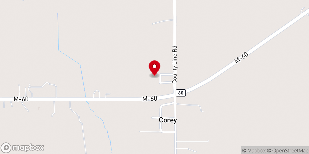 Map showing location of Corey Church of the Nazarene