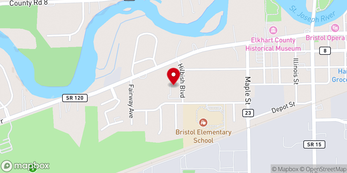 Map showing location of Bristol Church Of-Nazarene