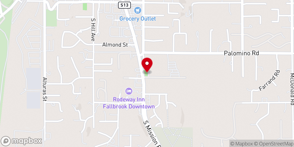 Map showing location of Fallbrook Church of Christ