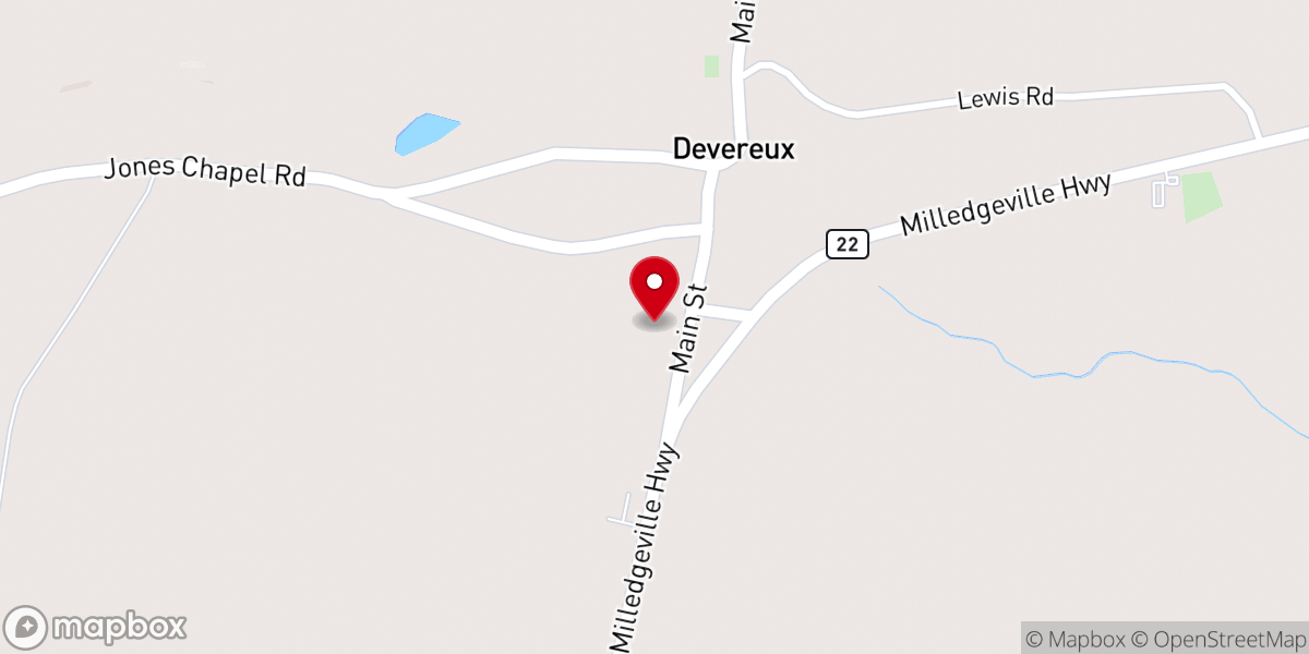 Map showing location of Devereux Baptist