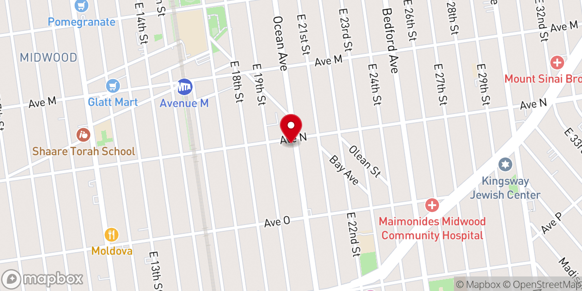Map showing location of Congregation Flatbush Hatzolo II