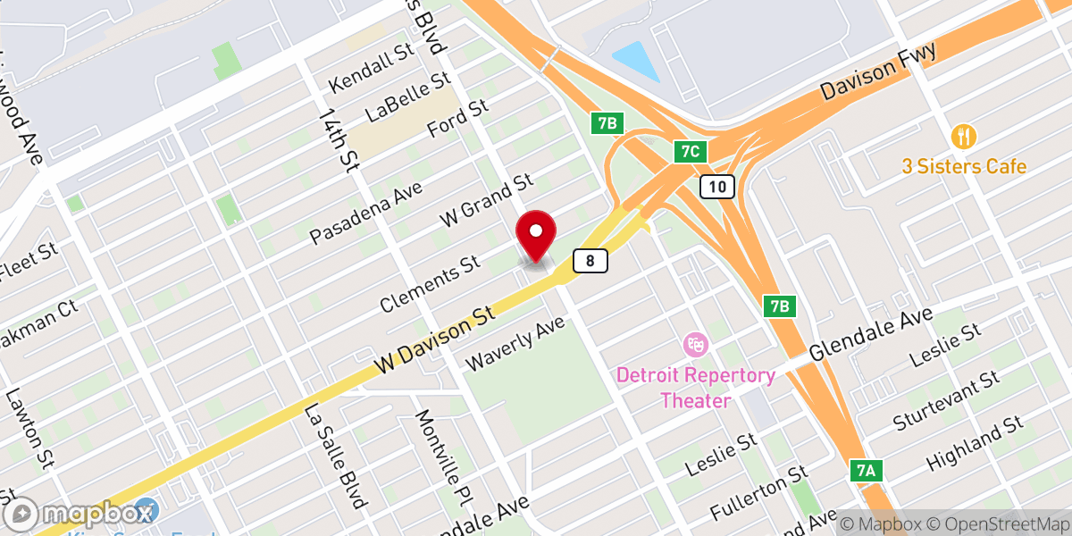 Map showing location of Greater Quinn Church