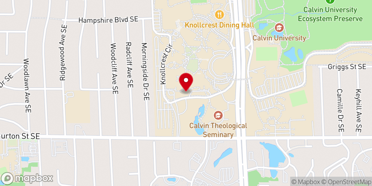 Map showing location of Calvin University Chapel