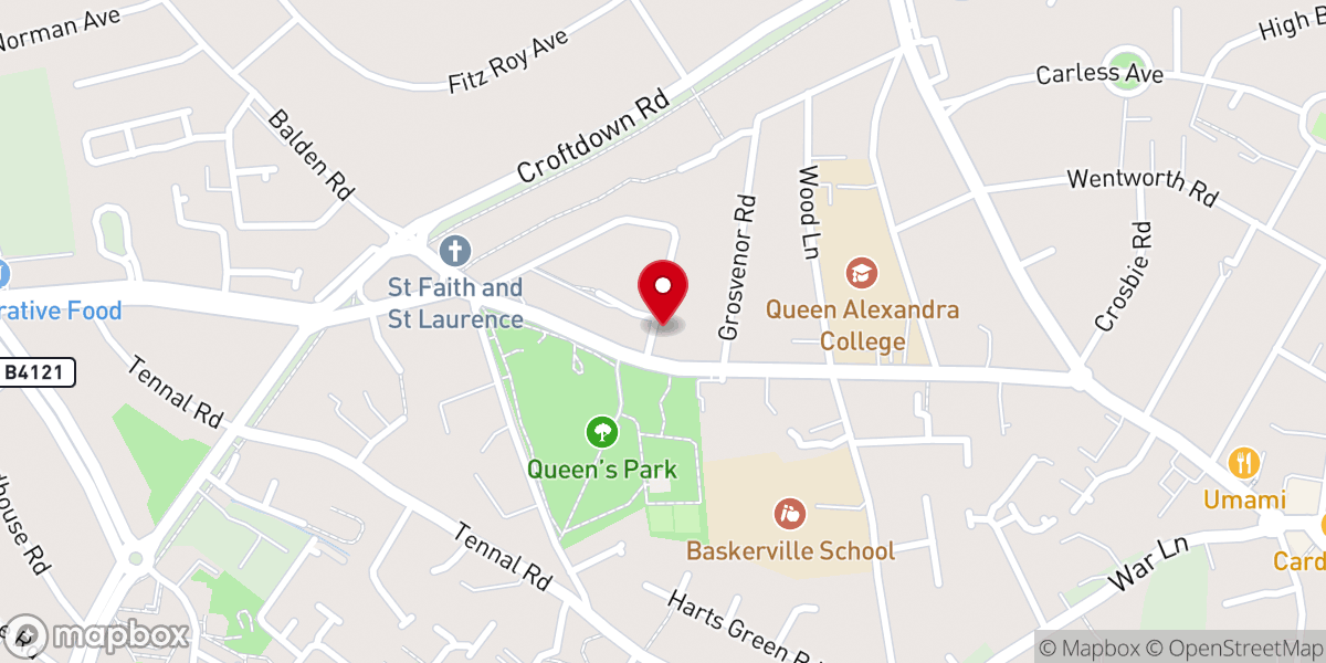 Map showing location of Court Oak Methodist Church