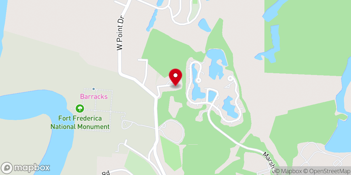 Map showing location of Fort Frederica Presbyterian Church