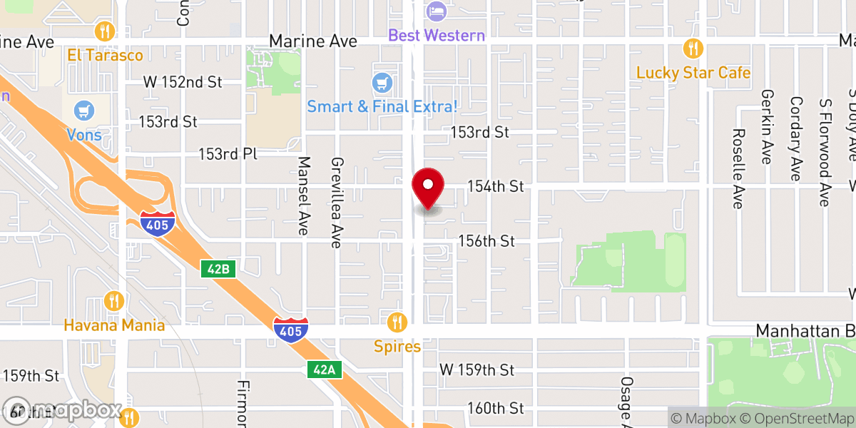 Map showing location of The South Bay Wedding Center