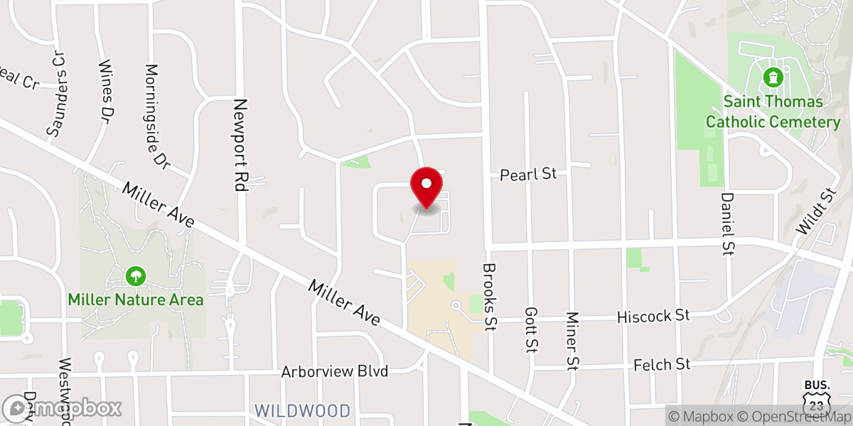 Map showing location of Second Baptist Church of Ann Arbor