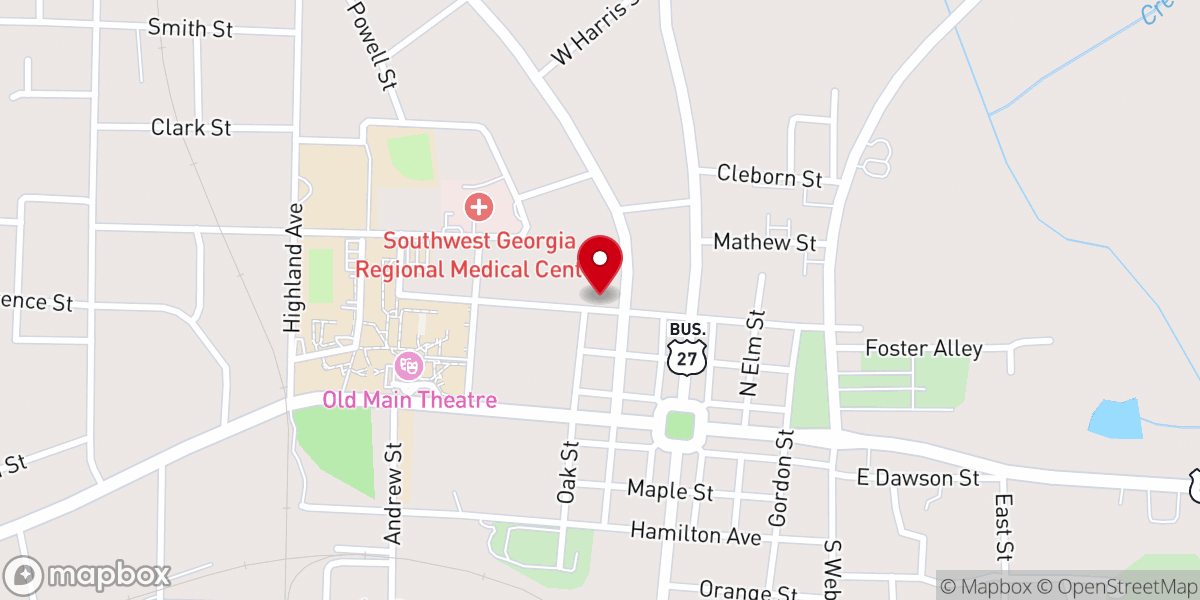 Map showing location of Cuthbert United Methodist Church