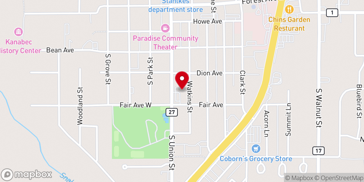 Map showing location of Emmanuel Baptist Church