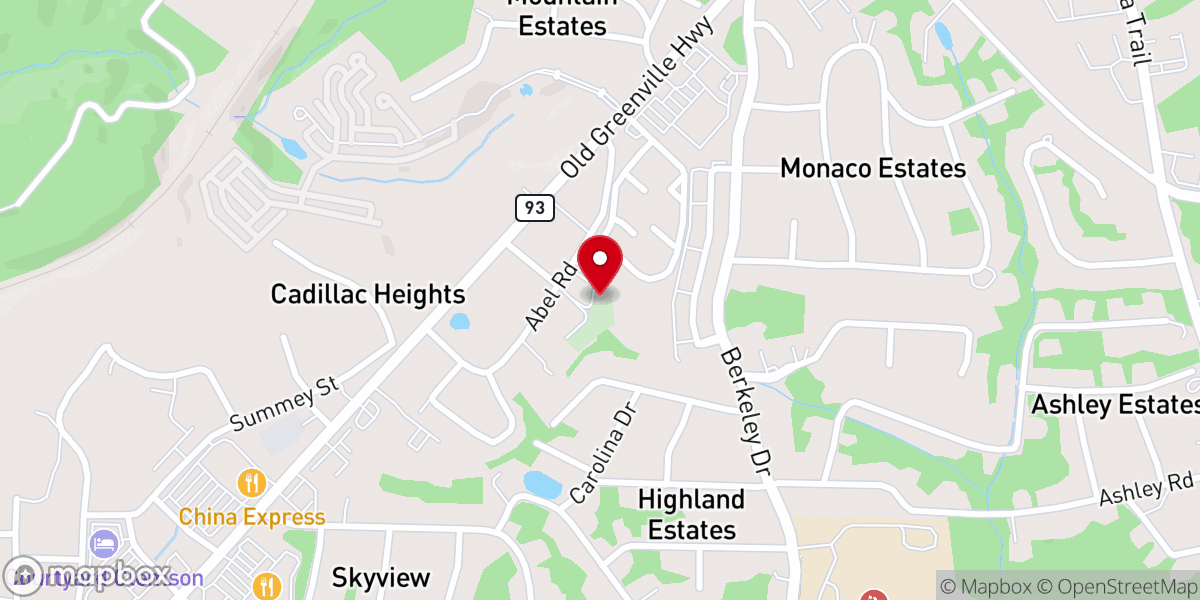 Map showing location of Abel Baptist Church
