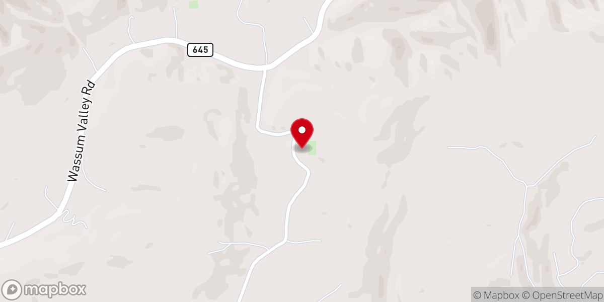 Map showing location of Wassum Valley Church