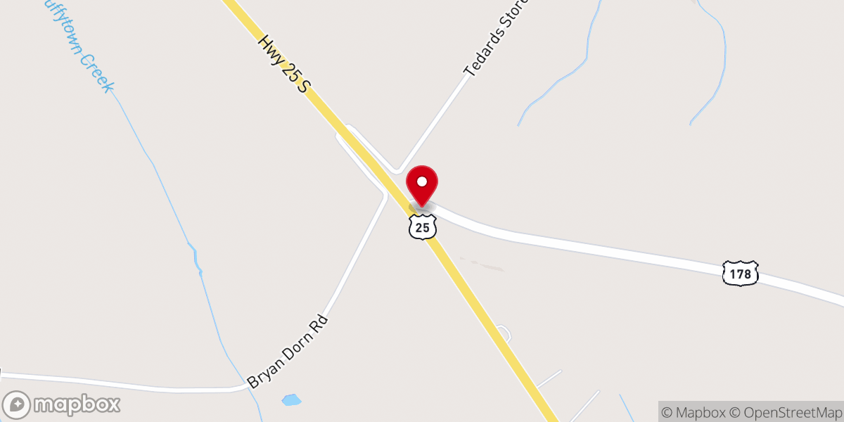 Map showing location of Mt Pisgah Baptist Church