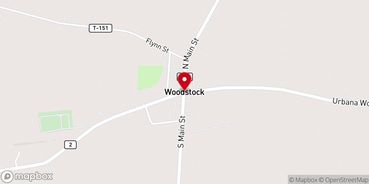 Map showing location of Woodstock