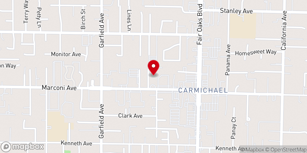 Map showing location of Carmichael Food Closet - Food Pantry