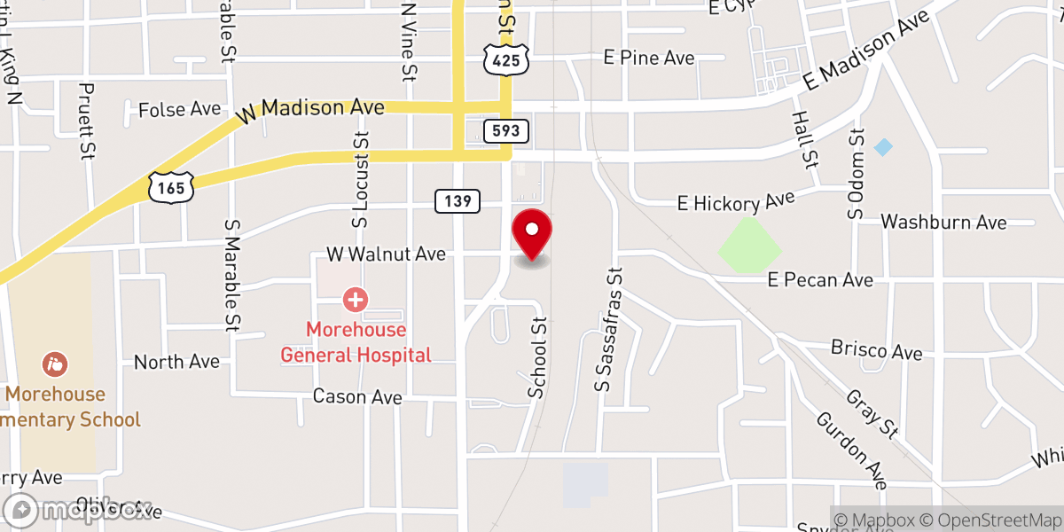 Map showing location of Morehouse Parish Jail