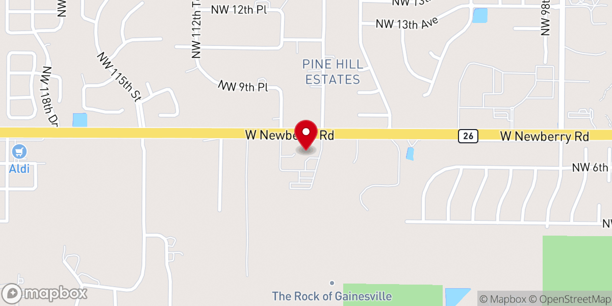 Map showing location of The Rock Church Flowery Branch