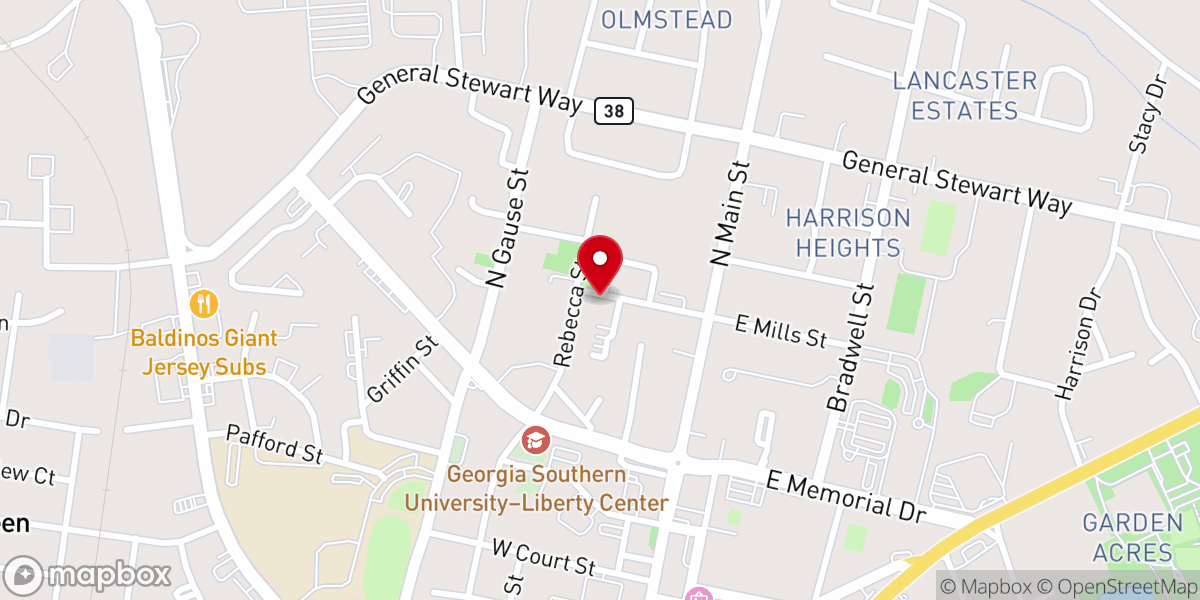 Map showing location of First Calvary Baptist Church