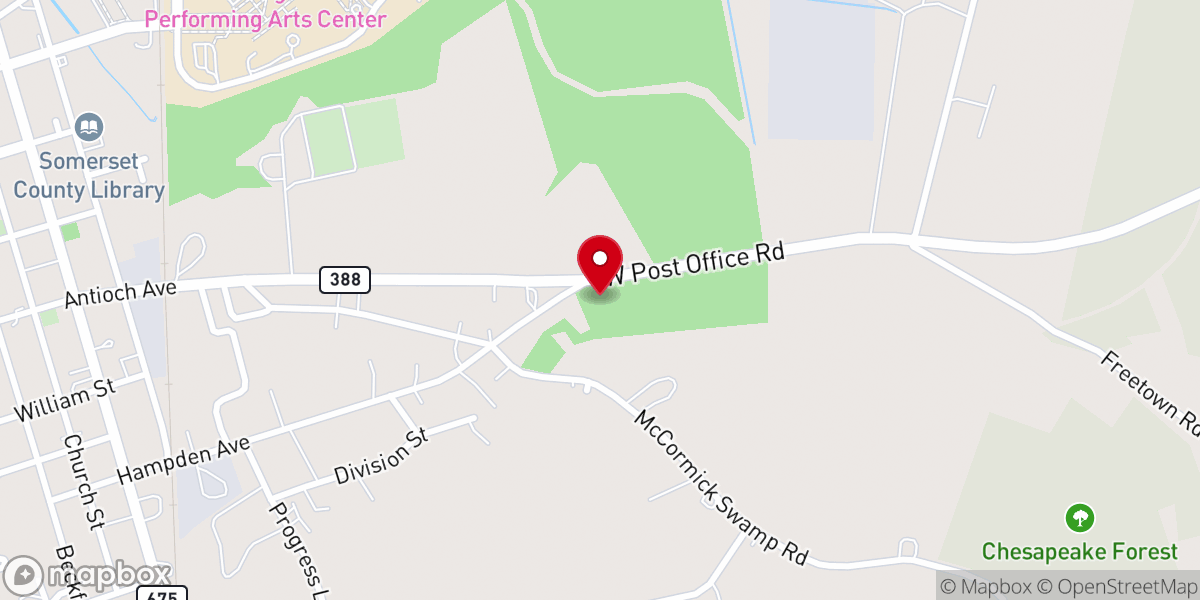 Map showing location of Mount Carmel Baptist Church - Food Distribution Center