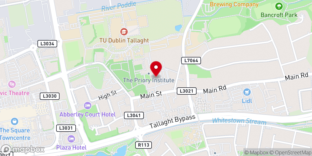 Map showing location of The Priory Institute