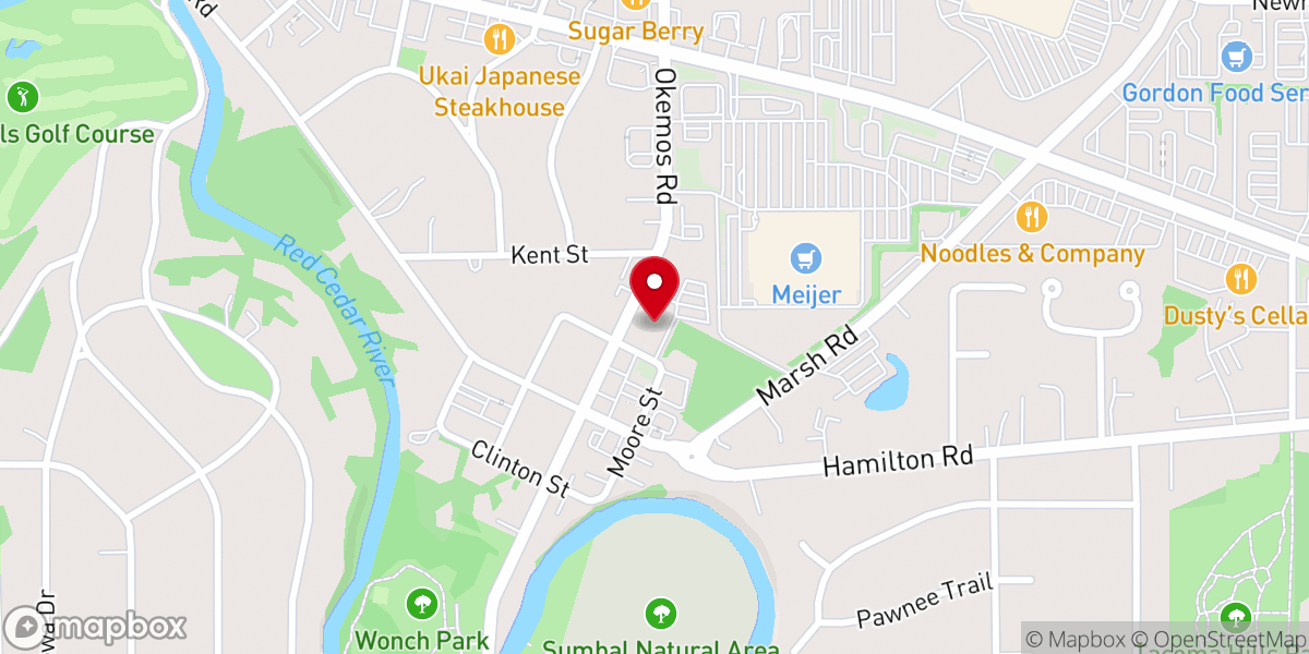 Map showing location of Okemos Community Church