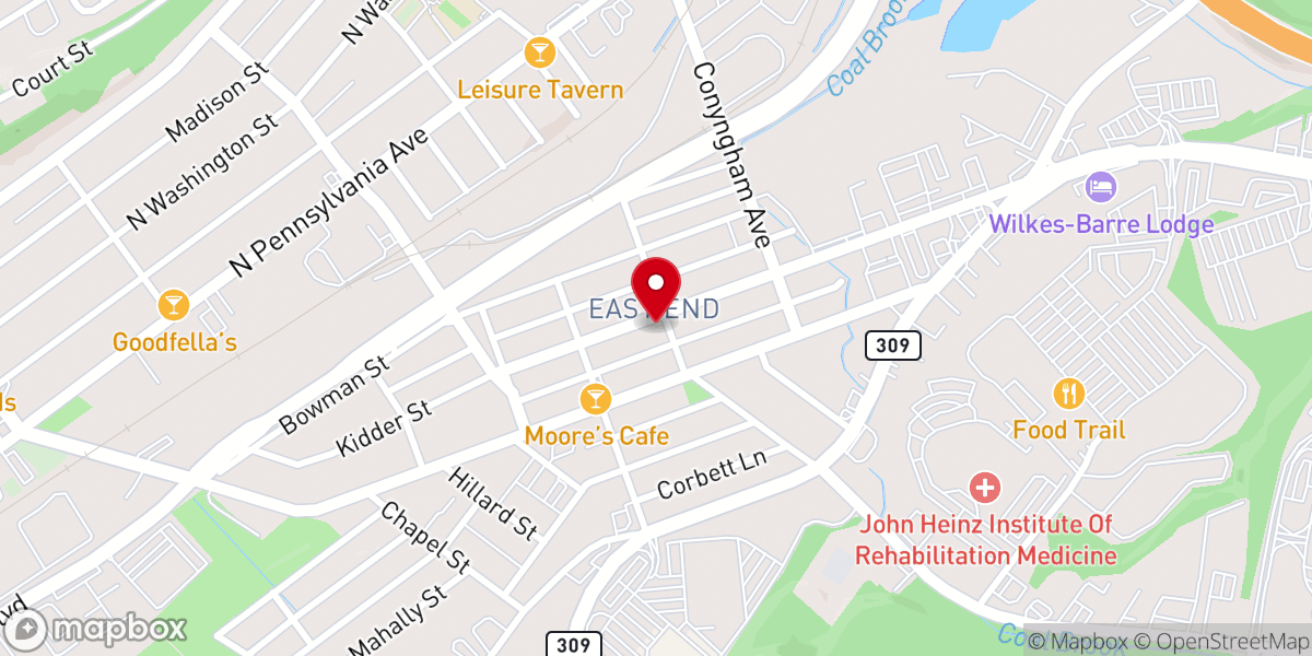Map showing location of East End PM Church