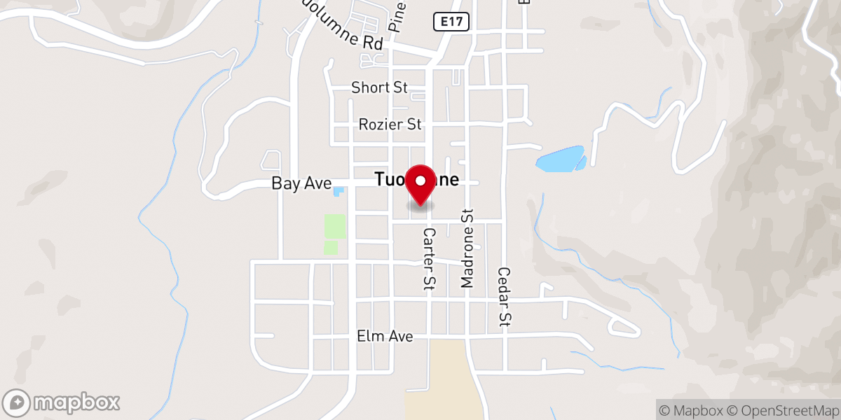 Map showing location of Tuolumne Community Baptist Church