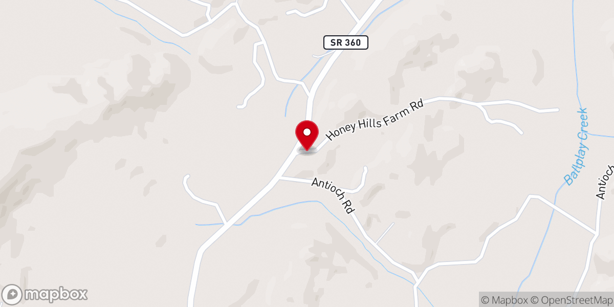 Map showing location of Ebenezer Ballplay Church
