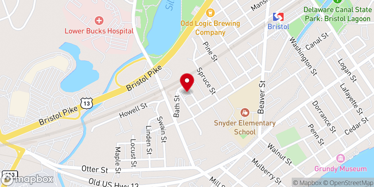 Map showing location of Second Baptist Church-Bristol