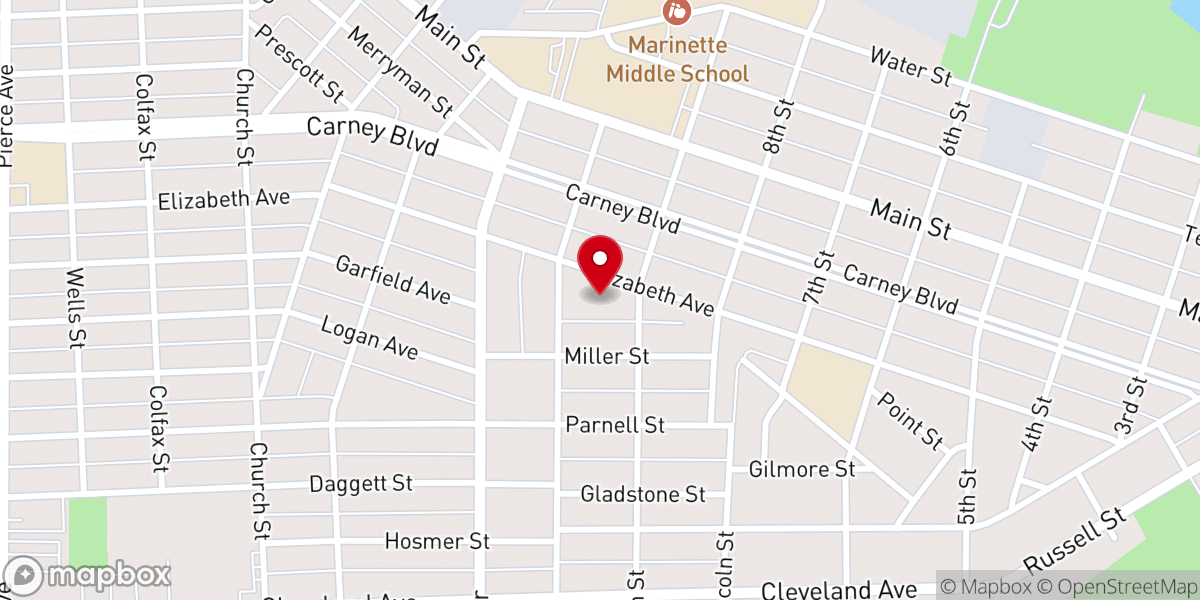 Map showing location of Sacred Heart Roman Catholic Church