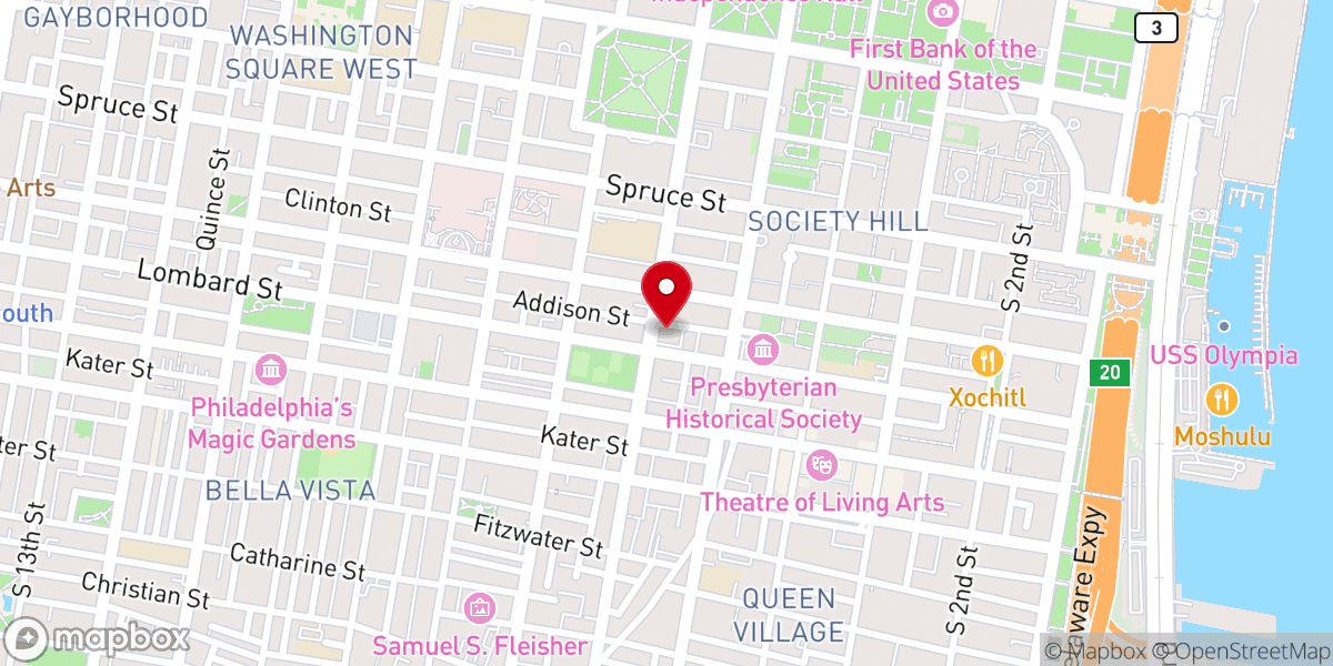 Map showing location of Mother Bethel African Methodist Episcopal Church