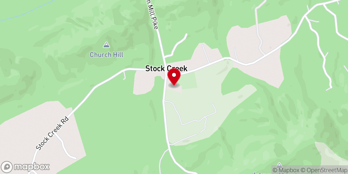 Map showing location of Stock Creek Church
