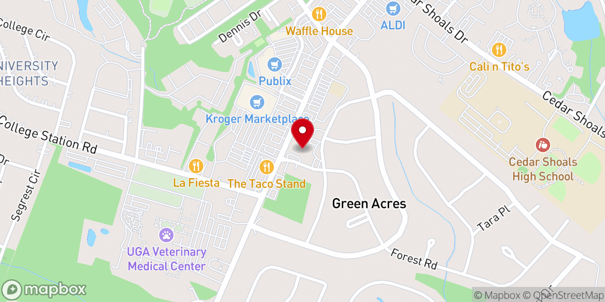 Map showing location of Green Acres Baptist Church