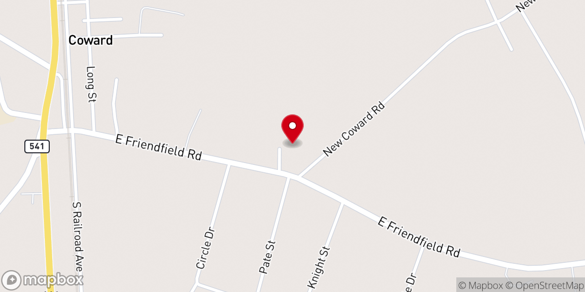 Map showing location of Tabernacle Free Will Baptist Church