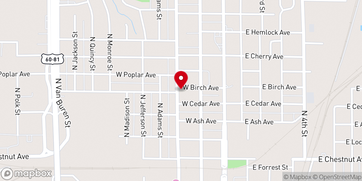 Map showing location of Gospel Light Baptist Church