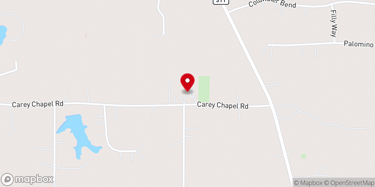 Map showing location of Carey Chapel Baptist Church